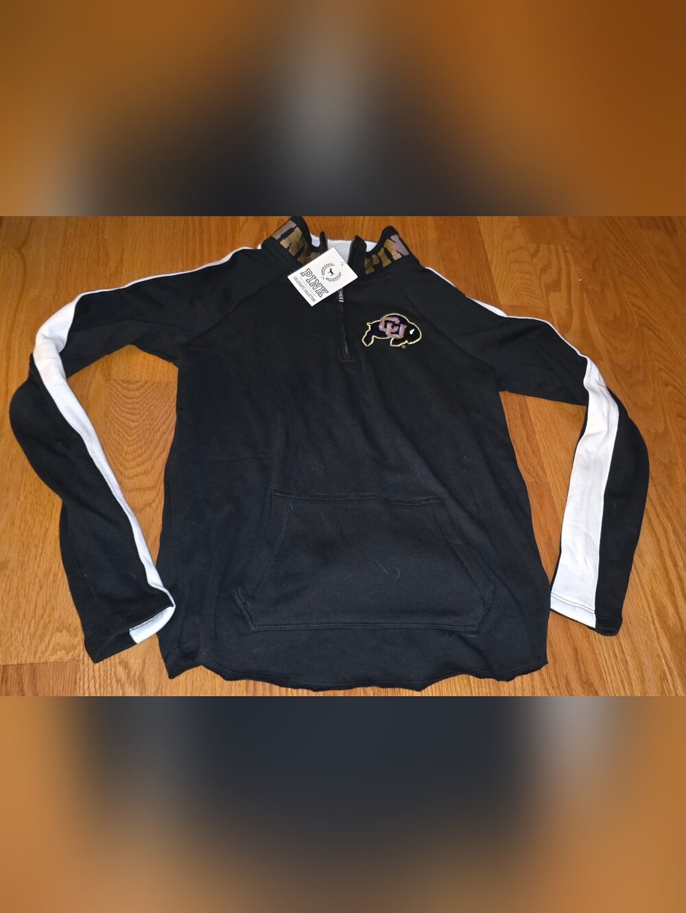 Victoria's Secret PINK CU Colorado Buffaloes black quarter-zip XS NWT